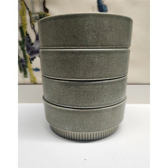 4- Pfaltzgraff Nordic Green Bowls Stoneware Soup Cereal Vintage 1970's Retro - Picture 1 of 6
